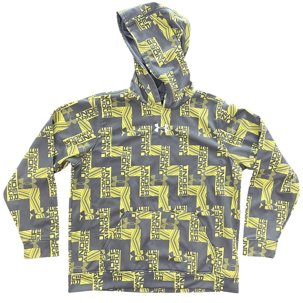 Under Armour Youth XL Hoodie Boys Gray And Yellow EUC